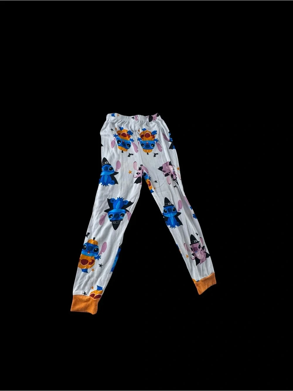 Disney Stitch Kids Halloween Pajama Set with Orange Trim and